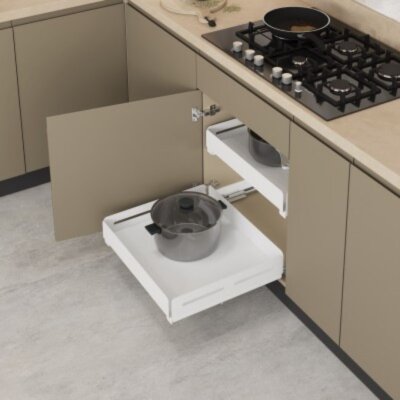 Starax Unique Box Bağımsız Çift Açılım Gizli Raylı Çekmece Beyaz Modül 60cm (S-2336-UB-W) - Starax