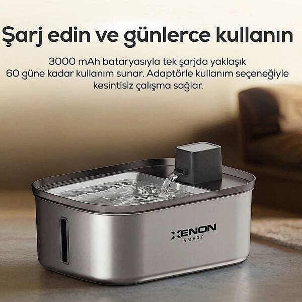 Su Pınarı | Otomatik, 6.5L, Radar Sensörlü, 60 Gün Şarjlı, Çelik İç Yüzey, Tüm Patilere Uygun (X8658) - 4