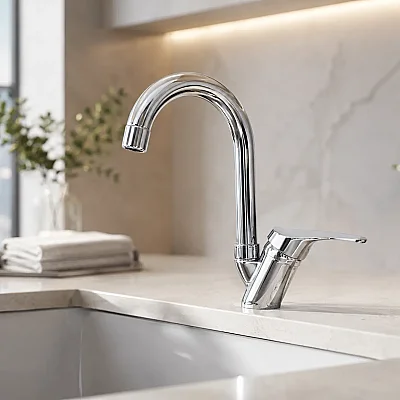 Nsa Volga Kuğu Lavabo Bataryası Krom (A012) - 1