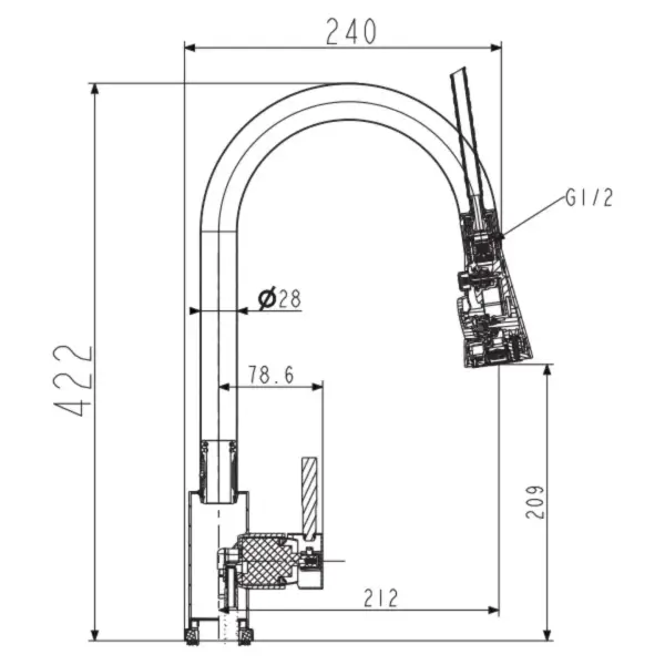 Nsk Sute Pull Down Inox Renk Eviye Bataryası (N2043617) - 2