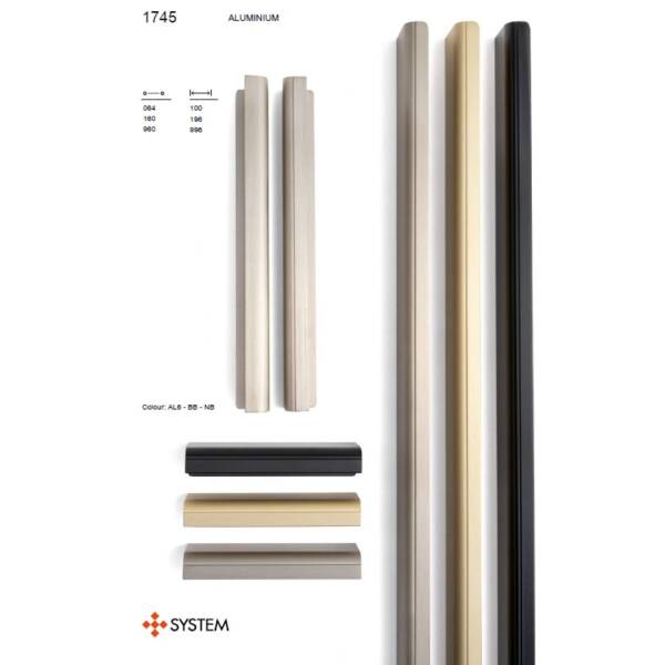 System Entegre/Gömme Mobilya Kulbu Siyah Renk 64mm Kulp (SY1745 0064 AL6) - 3