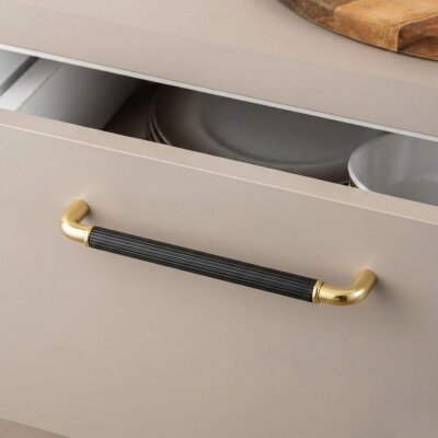 System Mobilya Kulbu Altın/Siyah Renk 320mm Kulp (SY4682 0320 GL-AL6) - System