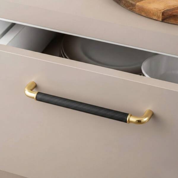 System Mobilya Kulbu Altın/Siyah Renk 320mm Kulp (SY4682 0320 GL-AL6) - 1