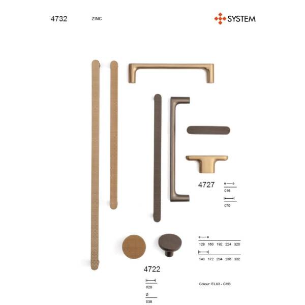 System Mobilya Kulbu Fırçalı Bronz Renk 192mm Kulp (SY4742 0192 ELX3) - 4