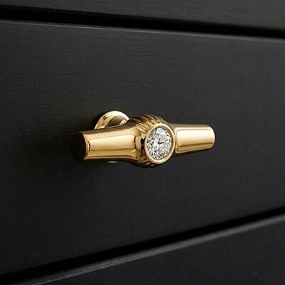 System Swarovski Taşlı Mobilya Kulpu Altın 8mm Kulp (SY4218 0008 GL-SW1) - System