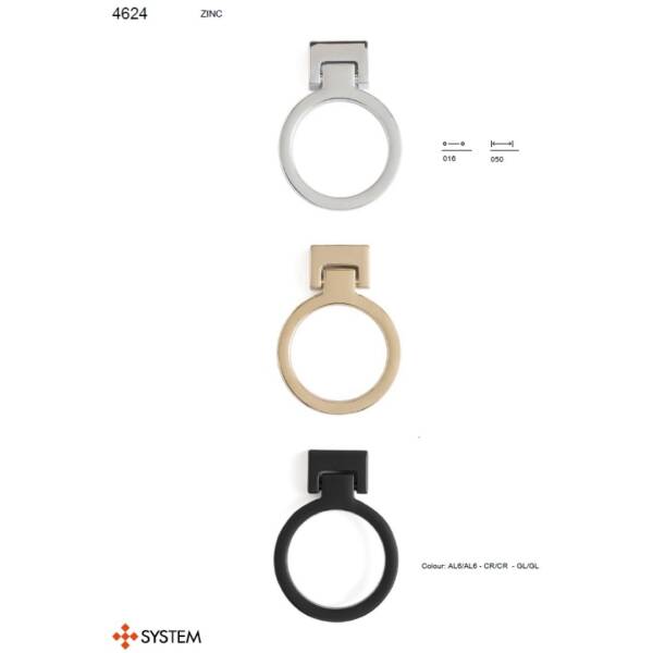 System Mobilya Kulbu Halka Altın 50mm Kulp (SY4624 0050 GL-GL) - 3