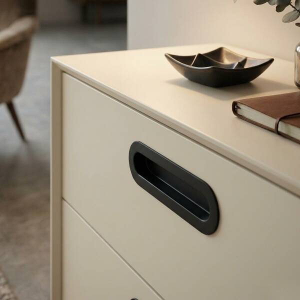 System Gömme Mobilya Kulbu Siyah Renk 128mm Kulp (SY7471 0128 AL6) - 1