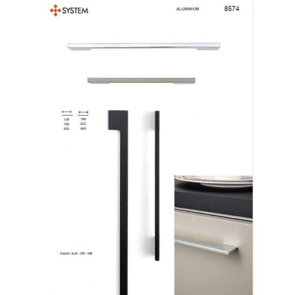 System Mobilya Kulbu Krom 192mm Kulp (SY8574 0192 CR) - 5