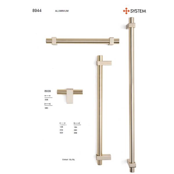 System Mobilya Kulbu Gold Renk 224mm Kulp (SY8944 0224 GL-GL) - 3