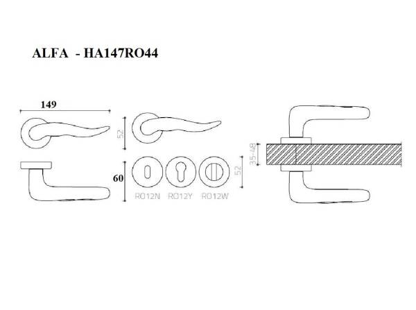 System Alfa Wc Rozetli Kapı Kolu Nikel Saten Seri Sonu (HA147RO44 WNB) - 2