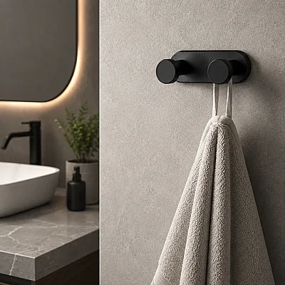 System 2350 Yapışkanlı Askı Siyah 100 Mm (AS2350 0100 AL6-AL6) - System Banyo (1)