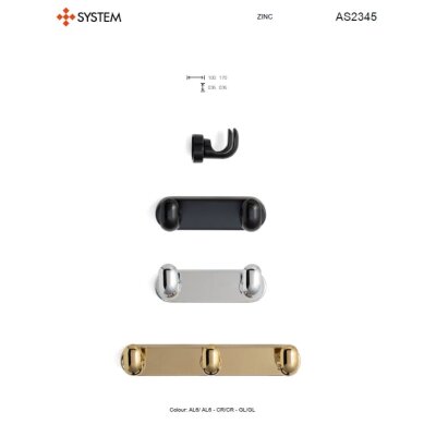 System 2345 Duvara Monte Askılık Krom Renk 170mm 3Lü (AS2345 0170 CR-CR) - 3