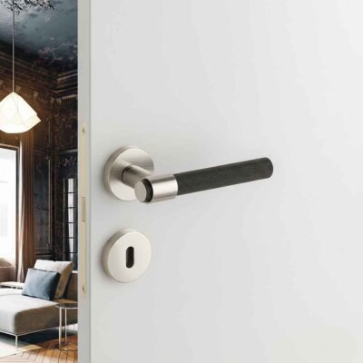 System Axel-T Rozetli Kapı Kolu Nikel Saten/Siyah (HA187TRO12 NBM-NBM/AL6) - System