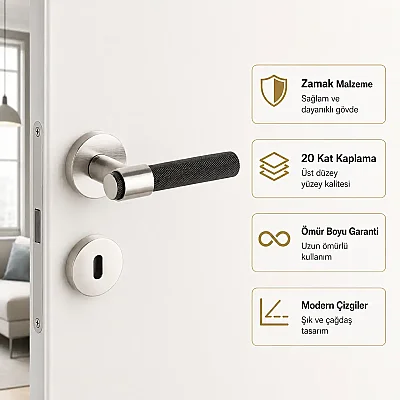 System Axel-T Rozetli Kapı Kolu Nikel Saten/Siyah (HA187TRO12 NBM-NBM/AL6) - System (1)