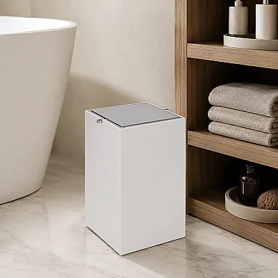 System Banyo Çöp Kovası 4 L Beyaz/Krom Renk (BA4037 030 R1-CR) - 1