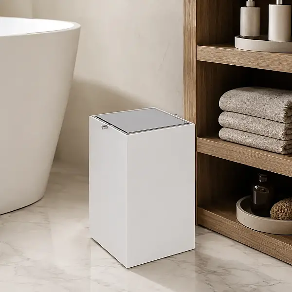 System Banyo Çöp Kovası 4 L Beyaz/Krom Renk (BA4037 030 R1-CR) - 1