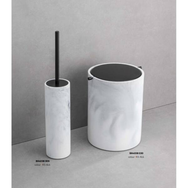 System Banyo Çöp Kovası 4 L Mermer Deseneli/Siyah Renk (BA4038 030 R3-AL6) - 2
