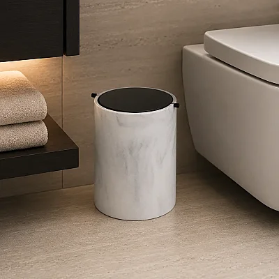 System Banyo Çöp Kovası 4 L Mermer Deseneli/Siyah Renk (BA4038 030 R3-AL6) - System Banyo (1)