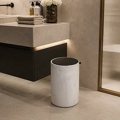 System Banyo Çöp Kovası 4 L Mermer Deseneli/Siyah Renk (BA4038 030 R3-AL6) - 1