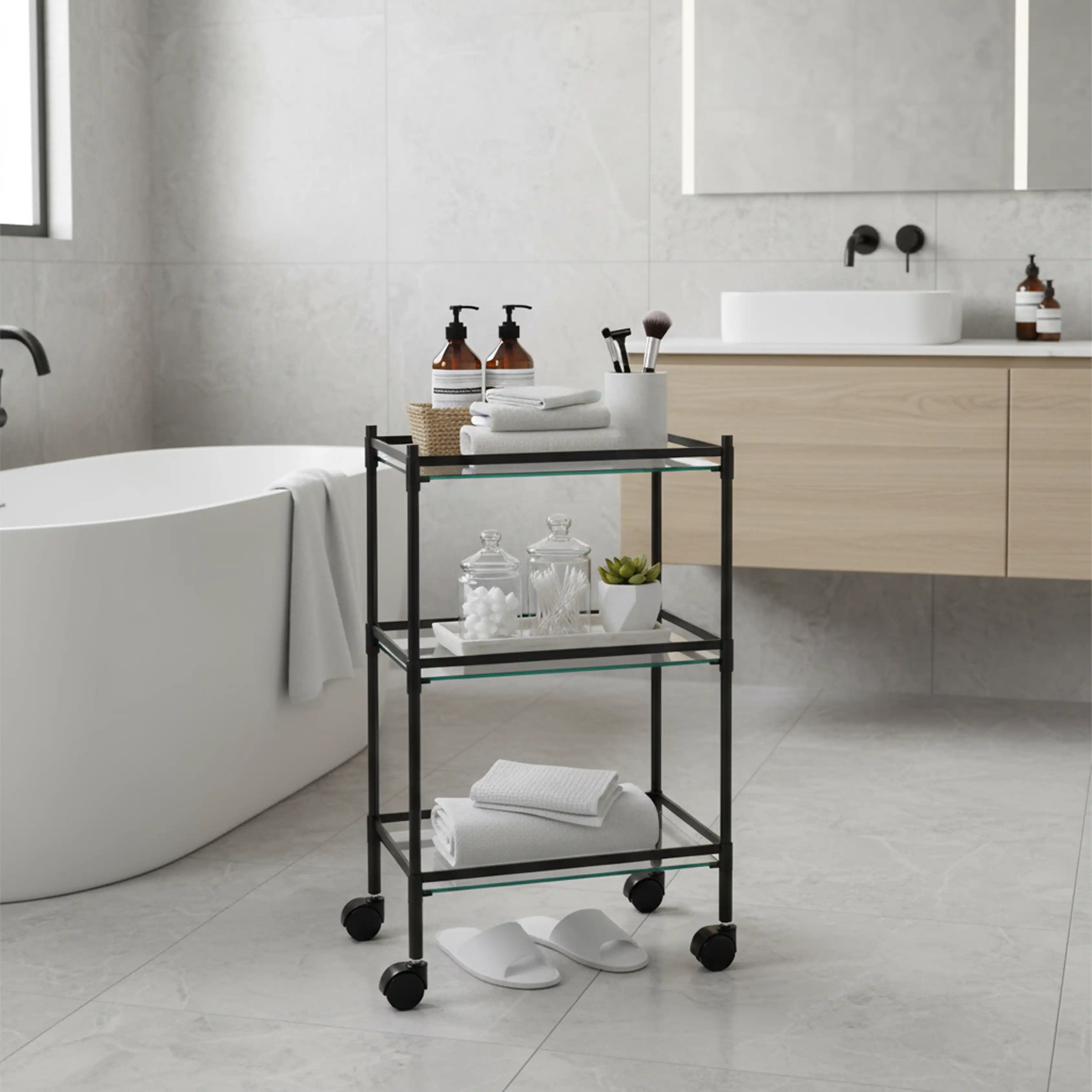 System Hareketli Banyo Sehpası Siyah Renk (BA4022 040 AL6) - 2