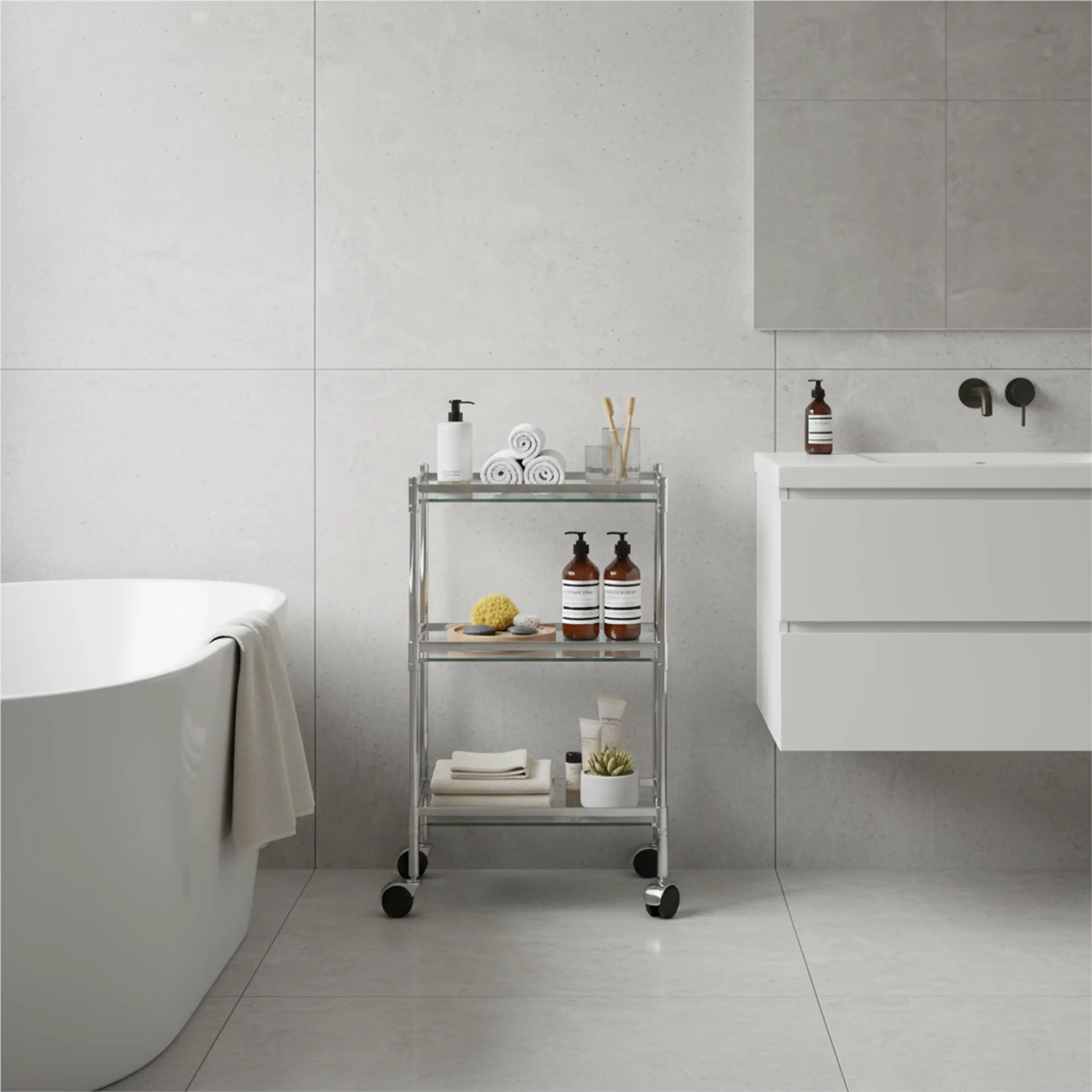 System Hareketli Banyo Sehpası Krom Renk (BA4022 040 CR) - System Banyo (1)