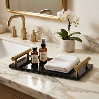 System Banyo Tepsisi Cam/Gold Branch Renk (BA2016 037 C2-GB) - System Banyo