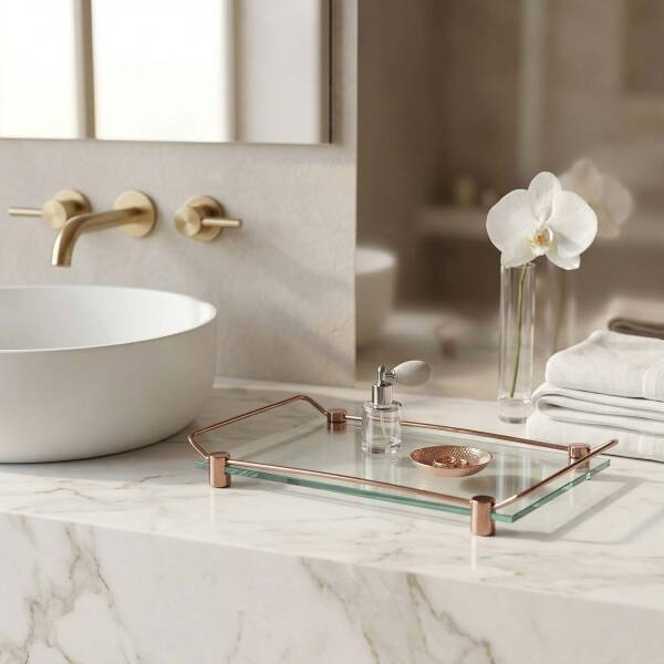 System Banyo Tepsisi Cam/Rose Renk (BA2009 037 C1-RS) - 1