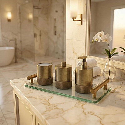 System Banyo Tepsisi Cam/Antik Renk (BA2016 037 C1-ABM) - System Banyo