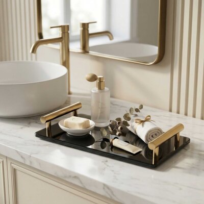 System Banyo Tepsisi Cam/Gold Altın Renk (BA2016 037 C2-GL) - System Banyo