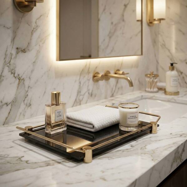 System Banyo Tepsisi Cam/Gold Renk (BA2009 037 C2-GL) - 1