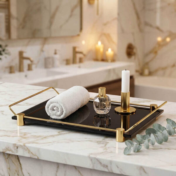 System Banyo Tepsisi Siyah/Gold Renk (BA2041 037 C2-GL) - 1