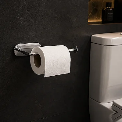 System Bobo Duvara Monte Yapışkanlı Tuvalet Kağıtlığı Krom Renk (BA1021 018 CR) - System Banyo (1)