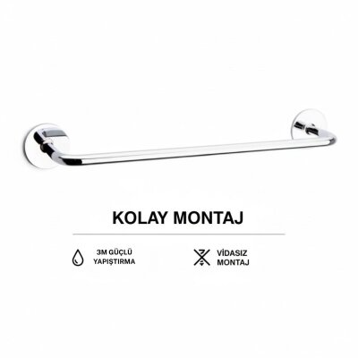 System Bobo Duvara Monte Yapışkanlı Uzun Havluluk Krom Renk (BA1021 004 CR) - 4