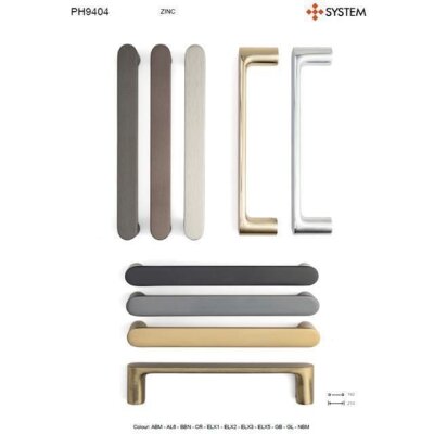 System Çekme Kapı Kolu Antik Sarı Renk Kol 192mm (PH9404 0192 ABM) - System (1)