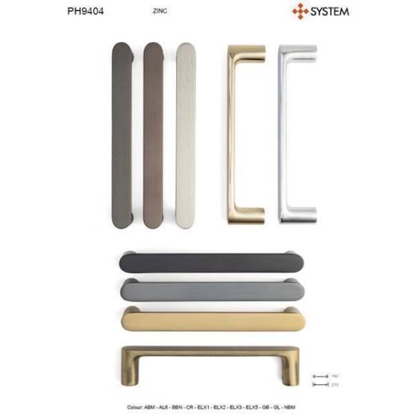 System Çekme Kapı Kolu Antik Sarı Renk Kol 192mm (PH9404 0192 ABM) - 2