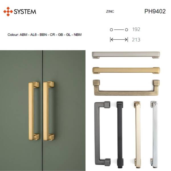 System Çekme Kapı Kolu Gold Renk 192mm (PH9402 0192 GL) - 2
