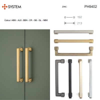 System Çekme Kapı Kolu Saten Renk Kol 192mm (PH9402 0192 CR) - System (1)