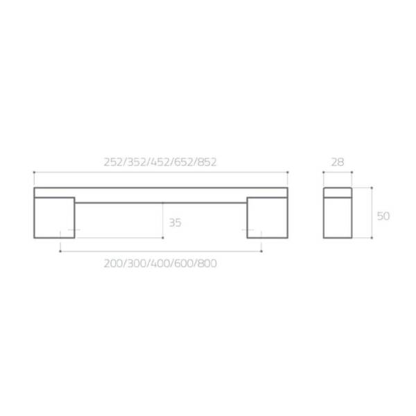 System Çekme Kapı Kolu Siyah Kol 200mm (PH9550 0200 AL6-AL6) - 4