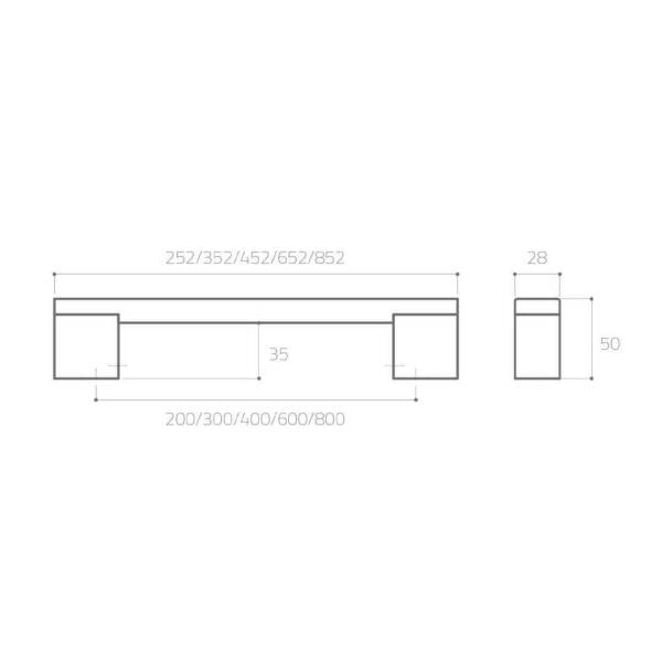 System Çekme Kapı Kolu Siyah Renk Kol 600mm (PH9550 0600 AL6-AL6) - 2