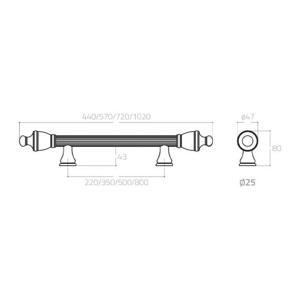 System Çekme Kapı Kolu Gold/Altın Renk Kol 220mm (PH9656 0220 GL-GL-GL) - 3