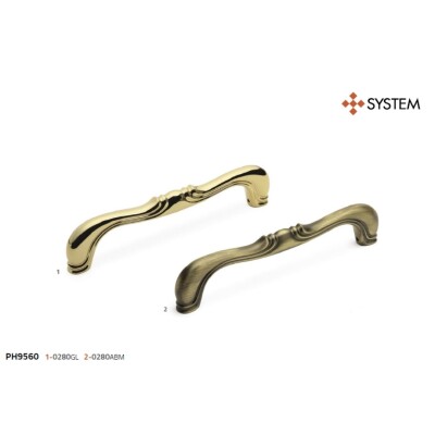 System Çekme Kapı Kolu Antik Sarı Renk Kol 280mm (PH9560 0280 ABM) - 5