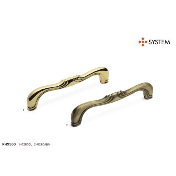 System Çekme Kapı Kolu Antik Sarı Renk Kol 280mm (PH9560 0280 ABM) - 5