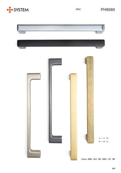 System Çekme Kapı Kolu Mat Altın Kol 280mm (PH9585 0280 BB) - 6