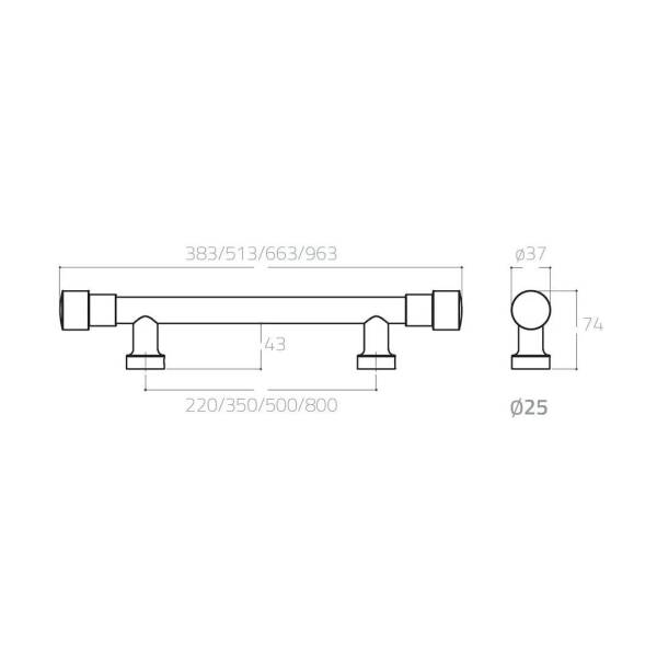 System 9690 Çekme Kolu Krom Kol 500mm (PH9690 0500 CR-CR-CR) - 3