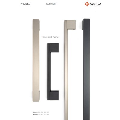 System Çekme Kapı Kolu Nikel Saten Kol 600mm (PH9550 0600 NB-NB) - System (1)