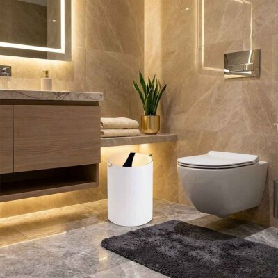 System Çöp Kovası Beyaz/Gold 3 Lt (BA4013 032 AL7-GL) - System Banyo