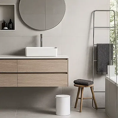 System Çöp Kovası Beyaz Renk (BA4013 531 AL7-AL7) - System Banyo (1)