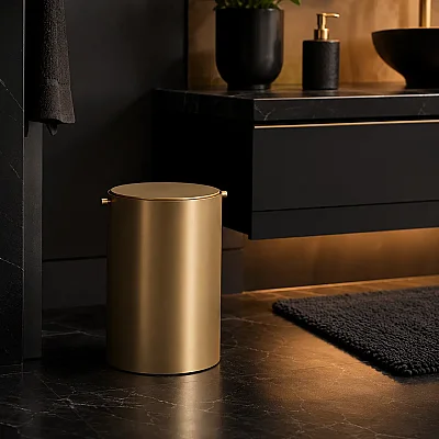 System Banyo Çöp Kovası Gold/Gold Branch Renk 3Lt (BA4013 031 GB-GL) - 1