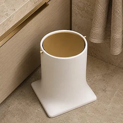 System Banyo Çöp Kovası 4 L Beyaz/Altın Renk (BA4007 030 R1-GL) - System Banyo (1)