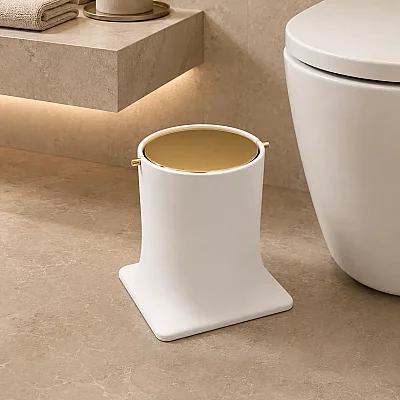 System Banyo Çöp Kovası 4 L Beyaz/Altın Renk (BA4007 030 R1-GL) - 1